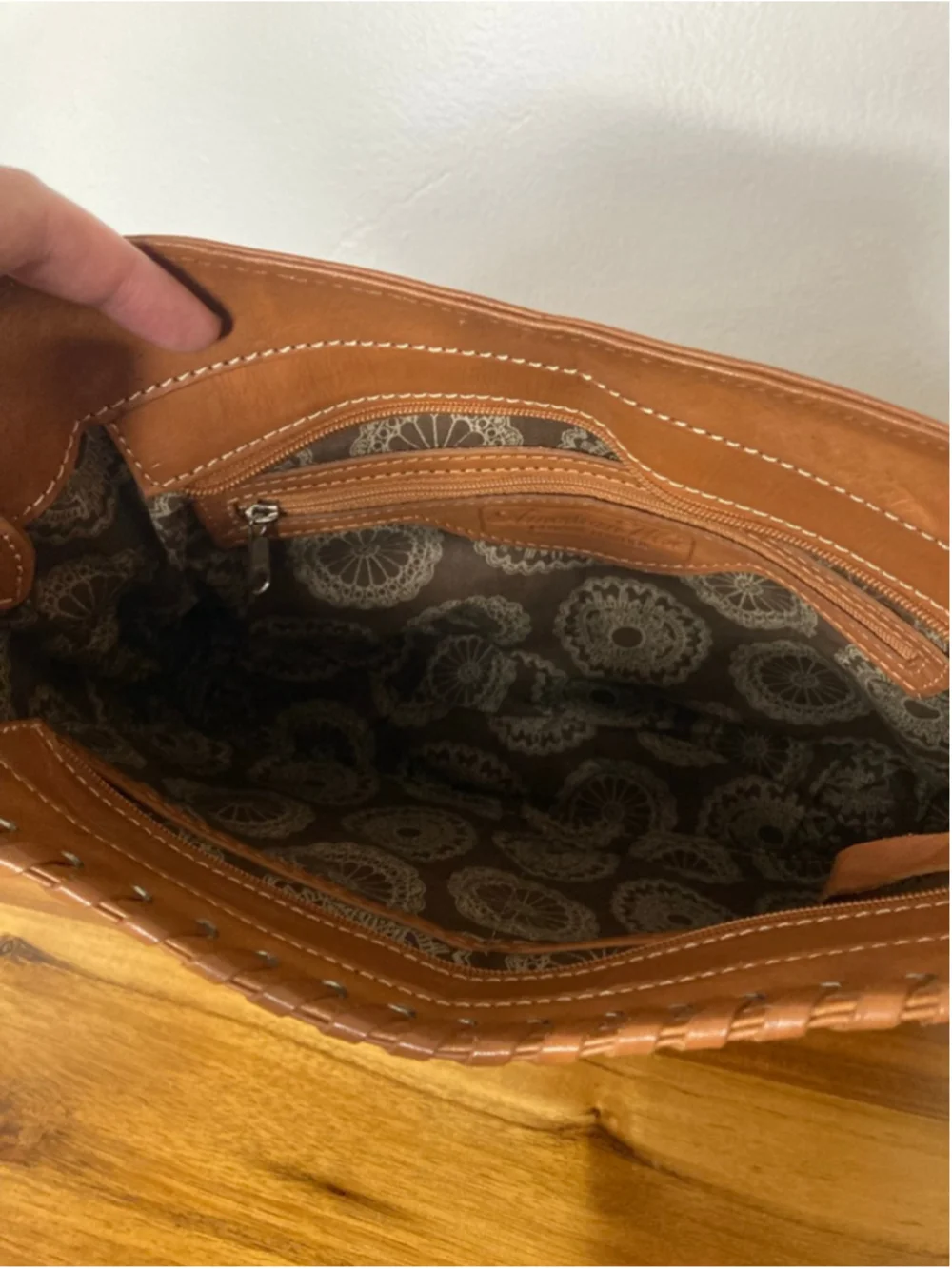 American West Harvest Moon Zip-Top Shoulder Bag Leather 30th Anniversary EUC